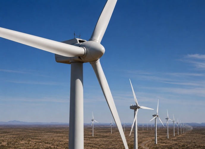 Wind turbines at the SunZia Wind project in New Mexico, the largest wind farm in the United States.