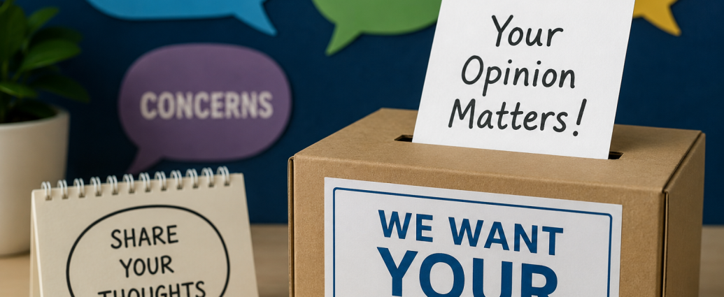 Suggestion box image encouraging public feedback on proposed Las Cruces Public Schools student dress policy changes.