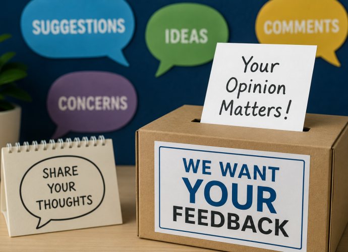 Suggestion box image encouraging public feedback on proposed Las Cruces Public Schools student dress policy changes.