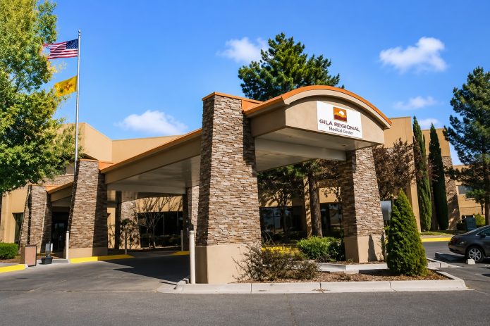 Entrance of Gila Regional Medical Center in Silver City, New Mexico.