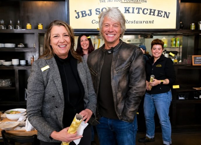 Jon Bon Jovi and Dorothea Bongiovi at JBJ Soul Kitchen, a nonprofit community restaurant focused on fighting hunger with dignity.