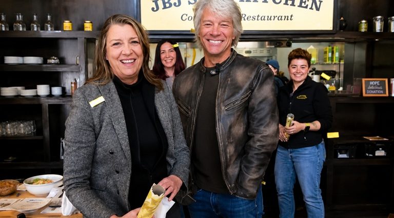 Jon Bon Jovi and Dorothea Bongiovi at JBJ Soul Kitchen, a nonprofit community restaurant focused on fighting hunger with dignity.