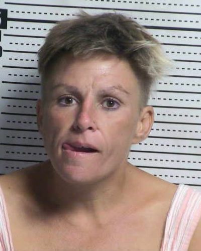 Booking photo of Christi Marie Poston, 46, who was arrested in connection with a reported residential burglary investigation in Mesilla.