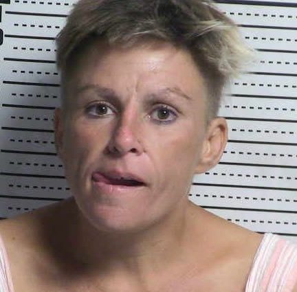 Booking photo of Christi Marie Poston, 46, who was arrested in connection with a reported residential burglary investigation in Mesilla.