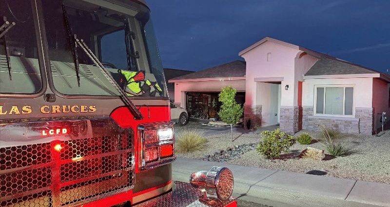 Las Cruces firefighters respond to a garage fire at a home on Big Springs Street on June 27, 2026.
