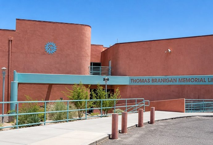Thomas Branigan Memorial Library in Las Cruces, host site for the Science Fair Summer student exhibit and science activities.