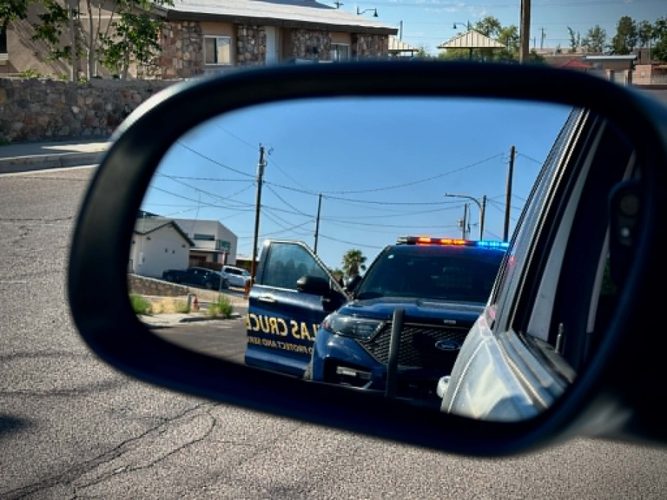 Las Cruces Police Department patrol vehicle during a DWI enforcement operation in Las Cruces, New Mexico.