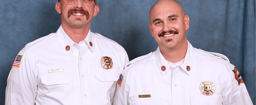 Doña Ana Fire Rescue personnel Travis Simpson and Chris Padilla, who were recently promoted to deputy chief positions within the department.