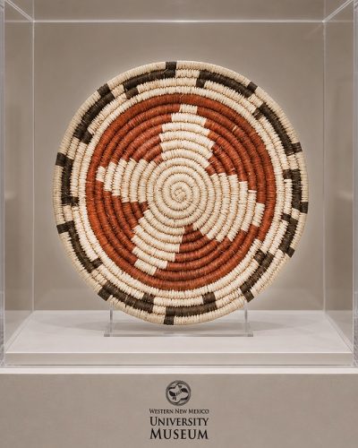 A traditional Seri (Comcaac) woven basket displayed as part of the Western New Mexico University Museum's expanded permanent collection in Silver City.