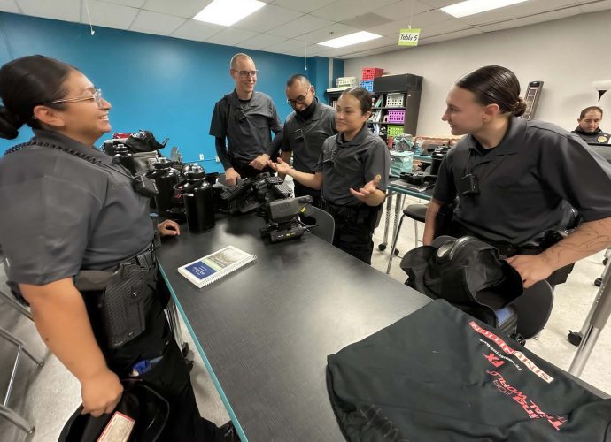 Las Cruces Police Academy cadets participate in classroom training during an academy session.