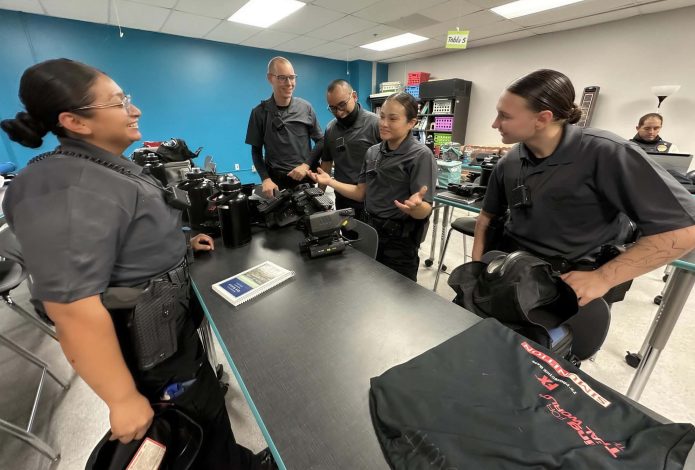 Las Cruces Police Academy cadets participate in classroom training during an academy session.