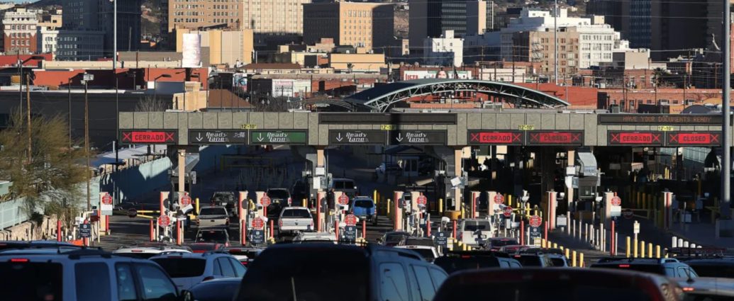 Paseo del Norte Port of Entry in El Paso, Texas, connecting the United States and Mexico.