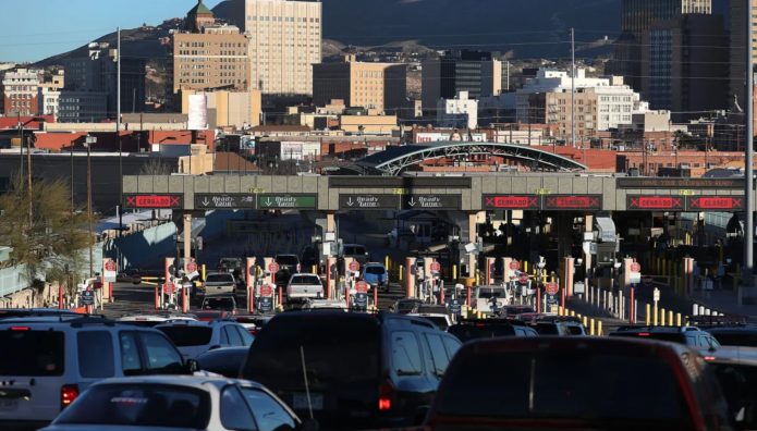 Paseo del Norte Port of Entry in El Paso, Texas, connecting the United States and Mexico.