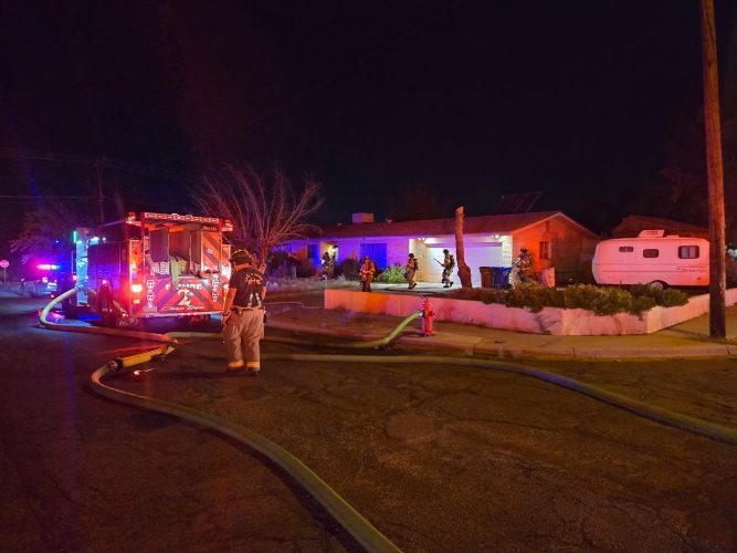 Las Cruces firefighters respond to a residential fire on Chilton Drive