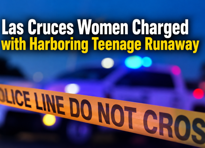 Police tape and emergency lights illustrating the arrest of two Las Cruces women accused of harboring a teenage runaway.