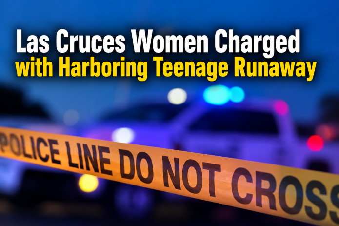 Police tape and emergency lights illustrating the arrest of two Las Cruces women accused of harboring a teenage runaway.