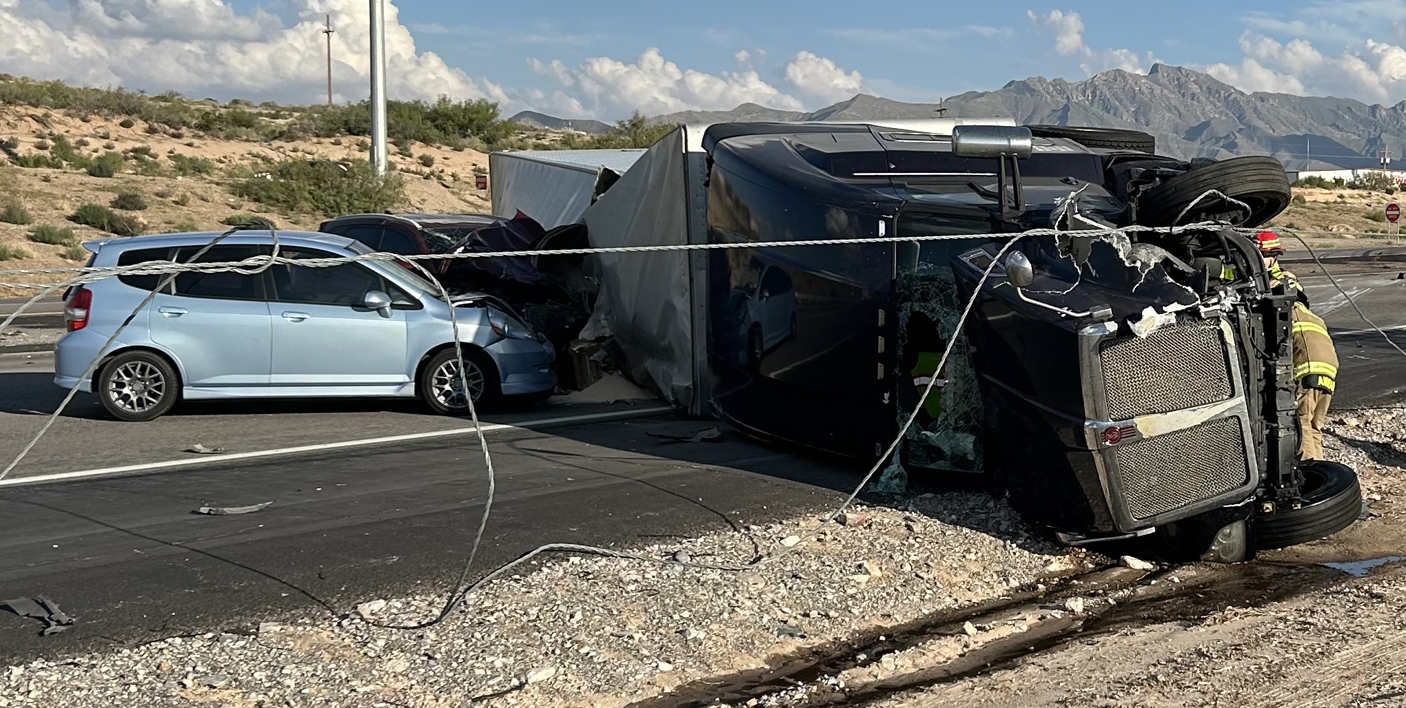 One Taken to Hospital After Semi Rollover Crash on Interstate 10