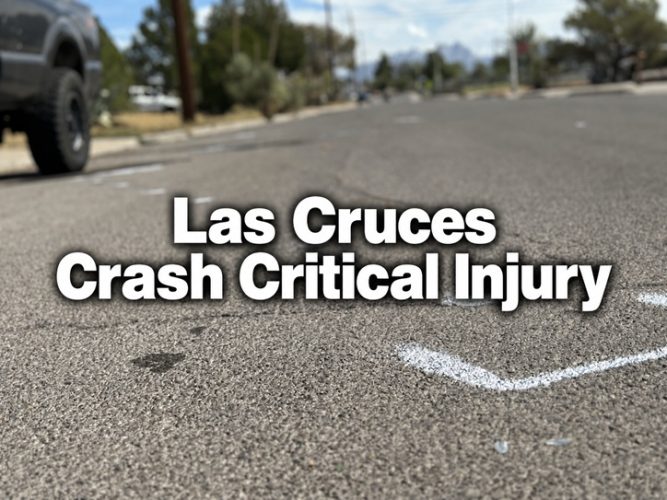 Roadway at the scene of a Las Cruces crash that critically injured a 22-year-old man.