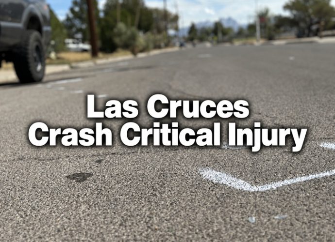 Roadway at the scene of a Las Cruces crash that critically injured a 22-year-old man.
