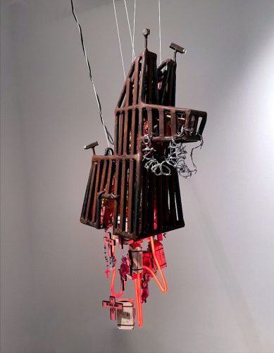 Multimedia artwork from Angel Cabrales’ “Unalienable” exhibition at the Branigan Cultural Center in Las Cruces.