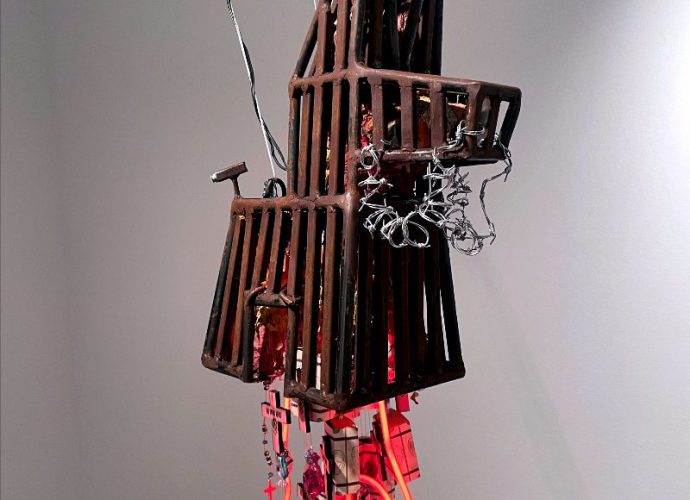 Multimedia artwork from Angel Cabrales’ “Unalienable” exhibition at the Branigan Cultural Center in Las Cruces.