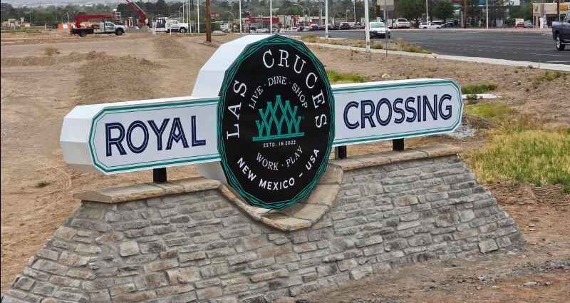 Royal Crossing subdivision entrance sign in Las Cruces, where the city plans to acquire land for future affordable senior housing.