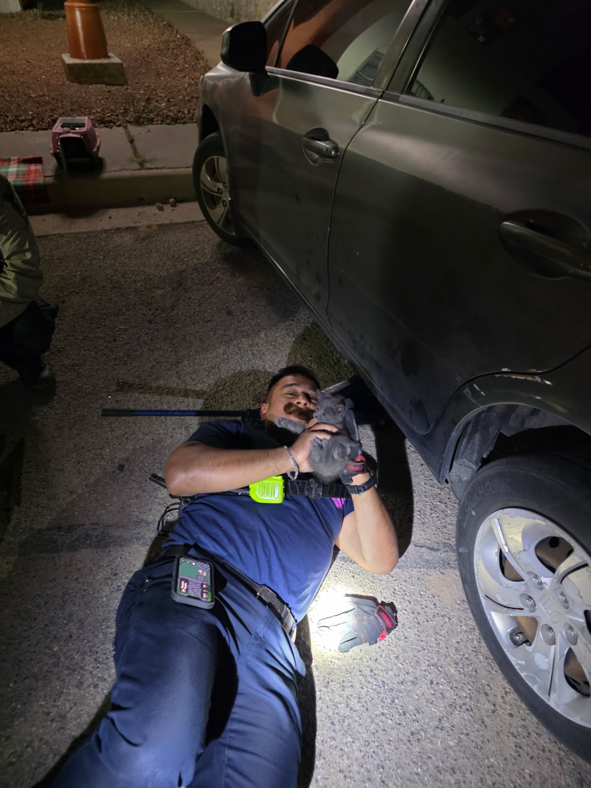 Photo submitted: Doña Ana County Firefighters Rescue Cat Trapped Beneath Owner’s Vehicle in Santa Teresa